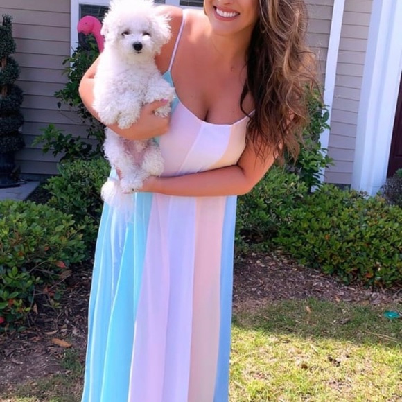 SOLD - Lulus Days to Remember Light Blue Multi Striped Maxi Dress XS - Picture 9 of 9